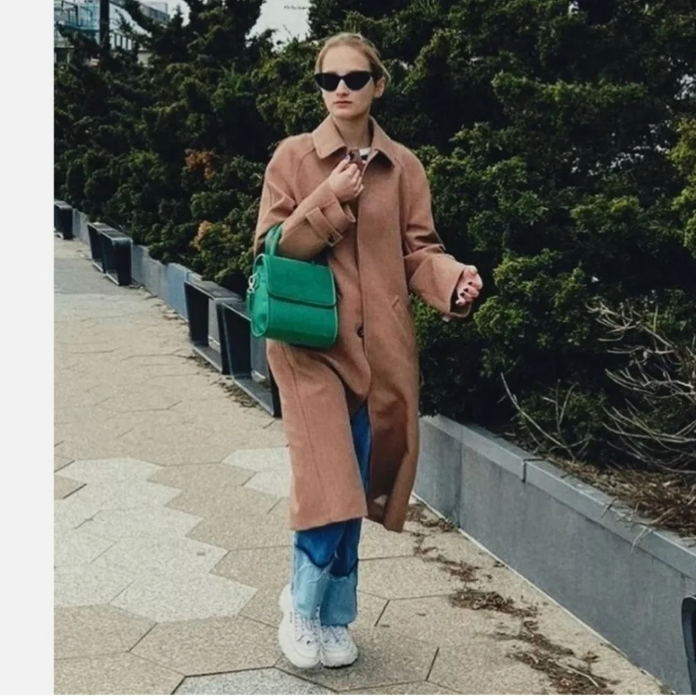 New Zara Champagne Long Pocket Coat Ref 2848/948 Small - Picture 3 of 14